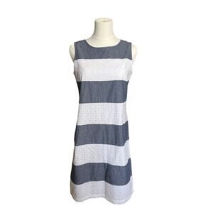 TALBOTS | Petite Chambray & Eyelet Midi Dress Beachy 4th of July | Size 6P